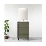 Abitare - meuble de salle de bain sur pied 60 cm en bois vert satin� avec vasque en porcelaine - astoria ...