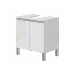 Abitare - meuble de salle de bain au sol 60 cm 2 portes avec niche pour colonne blanc brillant ? daphn ...