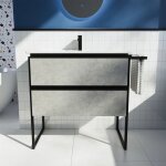 Meuble de salle de bain sur pieds 60cm cement grey avec lavabo intégré en céramique mod. sapo Meuble de salle de bain sur pieds 60cm cement grey avec lavabo intégré en céramique mod. sapo