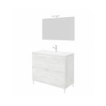 Meuble de salle de bain sur pied 80 cm en bois de chne blanc avec vasque et miroir - francia - avec ...