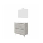 Arati bath&shower - meuble de salle de bain sur pied 80 cm en bois de chêne gris avec vasque et miroir ... Arati bath&shower - meuble de salle de bain sur pied 80 cm en bois de chêne gris avec vasque et miroir ...