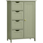 Meuble de salle de bain sur pied meuble de rangement avec 4 tiroirs 30 x 55 x 82 cm porte simple �tag�re ...