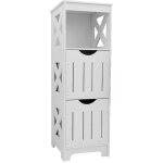 Meuble de salle de bain sur pied meuble de rangement table de chevet armoire d?angle avec 2 tiroirs blanc ...