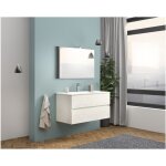 Abitare - meuble de salle de bain suspendu 100 cm en bois de chêne blanc avec vasque et miroir - empoli ... Abitare - meuble de salle de bain suspendu 100 cm en bois de chêne blanc avec vasque et miroir - empoli ...
