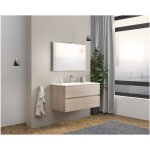 Abitare - meuble de salle de bain suspendu 100 cm en bois de chêne fumé avec vasque et miroir - empoli ... Abitare - meuble de salle de bain suspendu 100 cm en bois de chêne fumé avec vasque et miroir - empoli ...