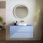 Meuble de salle de bain suspendu 100 cm deux tiroirs papier sucre avec plan mod. ardenne Meuble de salle de bain suspendu 100 cm deux tiroirs papier sucre avec plan mod. ardenne