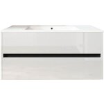 Meuble de salle de bain suspendu 100cm double edge blanc brillant - vasque en céramique Meuble de salle de bain suspendu 100cm double edge blanc brillant - vasque en céramique