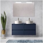 Abitare - meuble de salle de bain suspendu 120 cm en bois bleu satin avec vasque  poser - nova - avec ...