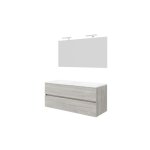 Abitare - meuble de salle de bain suspendu 120 cm en bois de chne gris avec vasque et miroir - empoli ...