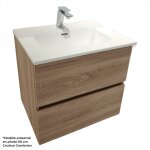 Meuble salle de bain suspendu 70 cm bois beige gris et vasque lansvo cambrian
