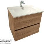 Eiffel art construction - meuble salle de bain suspendu 70 cm bois miel et vasque lansvo nebraska