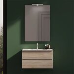 Meuble de salle de bain suspendu 70 cm ch�ne clair avec lavabo et miroir inclus mod. yili