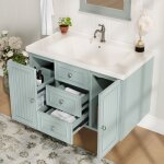Meuble de salle de bain suspendu 78, 5x46x46, 8 cm avec lavabo, 3 tiroirs, 1 double tiroir, 1 armoire ...