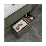 Meuble de salle de bain suspendu 80 cm en bois vert satin avec vasque intgr - nova - avec miroir et ...