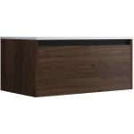 Mennza - meuble de salle de bain suspendu 80cm nice edge bois foncé - vasque en céramique Mennza - meuble de salle de bain suspendu 80cm nice edge bois foncé - vasque en céramique