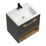 Vente - unique - meuble de salle de bain suspendu anthracite avec vasque à encastrer - 60 cm - yangra ... Vente - unique - meuble de salle de bain suspendu anthracite avec vasque à encastrer - 60 cm - yangra ...