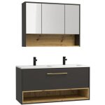 Meuble de salle de bain suspendu anthracite avec vasque à encastrer et armoire de toilette - 120 cm - ... Meuble de salle de bain suspendu anthracite avec vasque à encastrer et armoire de toilette - 120 cm - ...