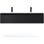 Homifab - meuble de salle de bain suspendu double vasque intgre 120cm 1 tiroir noir - hudson