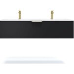 Meuble de salle de bain suspendu double vasque intégrée 120cm 1 tiroir noir - venice Meuble de salle de bain suspendu double vasque intégrée 120cm 1 tiroir noir - venice