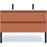 Homifab - meuble de salle de bain suspendu double vasque intgre 120cm 2 tiroirs terracotta - hudson ...
