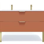 Homifab - meuble de salle de bain suspendu double vasque intgre 120cm 2 tiroirs terracotta - venice ...