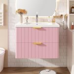 Meuble salle de bain suspendu avec lavabo, espace de rangement � double niveau, lavabo en c�ramique, ...