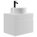 Meuble de salle de bain suspendu stri blanc avec vasque ronde  poser - 60 cm - satara