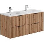 Vente - unique ? meuble de salle de bain suspendu stri� avec vasque � encastrer ? naturel clair ? 120 ...