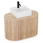 Meuble de salle de bain suspendu en teck avec vasque carrée - 90 cm - towari Meuble de salle de bain suspendu en teck avec vasque carrée - 90 cm - towari