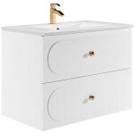 Meuble de salle de bain suspendu avec vasque � encastrer - blanc - 80 cm - satobal