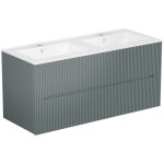 Meuble de salle de bain suspendu avec vasque � encastrer - stri� gris - 120 cm - pavani