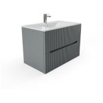 Meuble de salle de bain suspendu avec vasque à encastrer - strié gris - 80 cm - pavani Meuble de salle de bain suspendu avec vasque à encastrer - strié gris - 80 cm - pavani