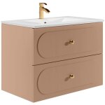 Meuble de salle de bain suspendu avec vasque � encastrer - vieux rose - 80 cm - satobal