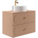 Vente - unique ? meuble de salle de bain suspendu avec vasque � poser ronde ? vieux rose ? 80 cm ? 2 ...