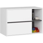 Meuble salle de bains vami suspendu sans vasque blanc et gris graphite 90 cm 2 tiroirs 2 �tag�res 90x45, ...