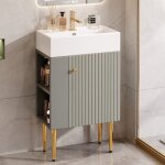 Meuble de salle de bain avec vasque 55 cm, grand espace de rangement, pieds en métal, petit meuble de ... Meuble de salle de bain avec vasque 55 cm, grand espace de rangement, pieds en métal, petit meuble de ...