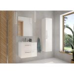 Meuble de salle de bain avec vasque 60 cm suspendue blanche � fermeture amortie pinia