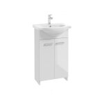 Meuble de salle de bain avec vasque 85x50 blanc sur pied marlena avec robinet compact chrom�