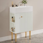 Meubles de salle de bains avec vasque c�ramique blanche, lavabo 55x31 cm, meuble simple vasque blanc, ...