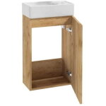 Meuble de salle de bain avec vasque, ch�ne artisanal, suspendu, 60x40 petit