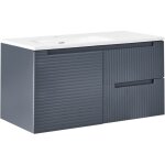 Meuble de salle de bain avec vasque mural 100 x 46 cm avec 2 tiroirs et 1 tagre gris graphite vala