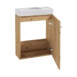 Meuble de salle de bain avec vasque suspendue, chêne artisanal, 50x70 petit, et robinetterie chromée ... Meuble de salle de bain avec vasque suspendue, chêne artisanal, 50x70 petit, et robinetterie chromée ...
