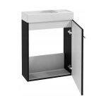 Meuble de salle de bain avec vasque suspendue noire 50x70 petit avec robinet chrom� allong�