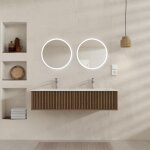 Aurlane - meuble salle de bains yuki 120 - 2 tiroirs décor chêne et noir - vasque blanche - miroirs led ... Aurlane - meuble salle de bains yuki 120 - 2 tiroirs décor chêne et noir - vasque blanche - miroirs led ...