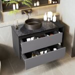 Meuble de salle, lavabo suspendu de bain, céramique vasque, 2 tiroirs, sans robinetterie, 80x44x48. 5cm, ... Meuble de salle, lavabo suspendu de bain, céramique vasque, 2 tiroirs, sans robinetterie, 80x44x48. 5cm, ...