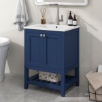 Meuble de salle, lavabo suspendu de bain, cramique vasque avec meuble bas 60cm, sans robinetterie, bleu ...