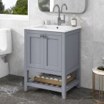 Meuble de salle, lavabo suspendu de bain, cramique vasque avec meuble bas 60cm, sans robinetterie, gris ...