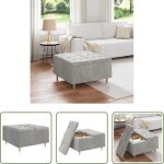 Meuble de salon - pouf de rangement gris clair 80 x 80 x 45 cm velours