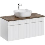 Meuble simple vasque 100cm zelie blanc et bois