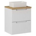 Meuble simple vasque 50cm 2 tiroirs riva blanc et bois